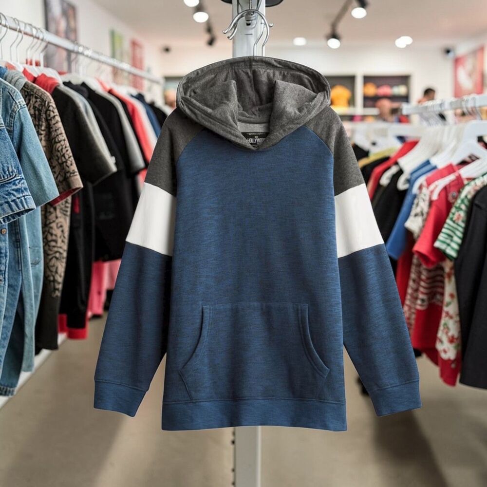 Hollywood The Jean People Boys Colorblock Hoodie Navy Size S Pullover Pre-Owned